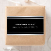 Elegant Silver Black Sjabloon Glamour Trendy Moder Etiket (Insitu)