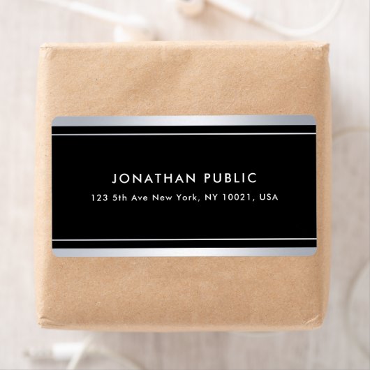 Elegant Silver Black Sjabloon Glamour Trendy Moder Etiket (Insitu)