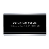 Elegant Silver Black Sjabloon Glamour Trendy Moder Etiket (Voorkant)