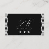 Elegant Silver Black Sparging Diamonds Initialen Visitekaartje (Voorkant)