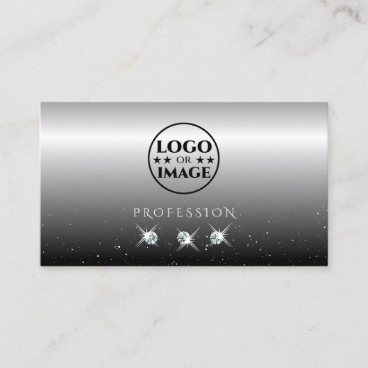 Elegant Silver Black Sparging Diamonds met Logo Visitekaartje (Voorkant)