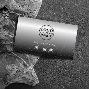 Elegant Silver Black Sparging Diamonds met Logo Visitekaartje