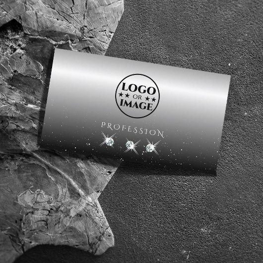 Elegant Silver Black Sparging Diamonds met Logo Visitekaartje