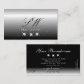 Elegant Silver Black Sparging Diamonds Monogram Visitekaartje (Voorkant / Achterkant)