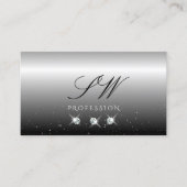 Elegant Silver Black Sparging Diamonds Monogram Visitekaartje (Voorkant)