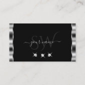 Elegant Silver Black Sparging Diamonds Monogram Visitekaartje (Voorkant)
