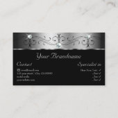 Elegant Silver Black Squiggings Jewels met foto Visitekaartje (Achterkant)