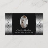 Elegant Silver Black Squiggings Jewels met foto Visitekaartje (Voorkant)