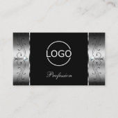 Elegant Silver Black Squiggings Jewels met Logo Visitekaartje (Voorkant)
