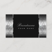 Elegant Silver Black Squiggings Jewels Ornamental Visitekaartje (Voorkant)