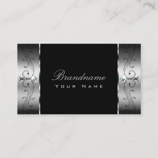 Elegant Silver Black Squiggings Jewels Ornamental Visitekaartje (Voorkant)