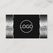 Elegant Silver Black Squiggins Jewels Logo & Foto Visitekaartje (Voorkant)