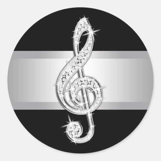 Elegant Silver Black Treble Clef Stickers (Voorkant)
