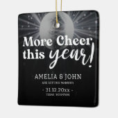 Elegant Silver Black White Wedding Save the Date Keramisch Ornament (Links)