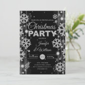 Elegant Silver Black Winter Glam Kerstfeest Kaart (Staand voorkant)