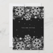 Elegant Silver Black Winter Glam Kerstfeest Kaart (Achterkant)