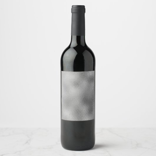 Elegant Silver Blank Sjabloon Tekst toevoegen Wijn Etiket (Voorkant)