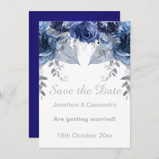 ELEGANT SILVER BLAUWE VLOEISBLAUW BEWAREN DE DATUM (Voorkant / Achterkant)