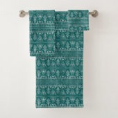Elegant Silver Blauwgroen Art Deco Bad Handdoek (Insitu)