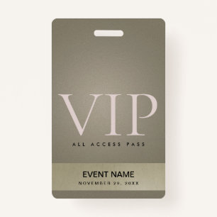 ELEGANT SILVER BLEEK GOLD VIP EVENT TOEGANGSPASSEN BADGE