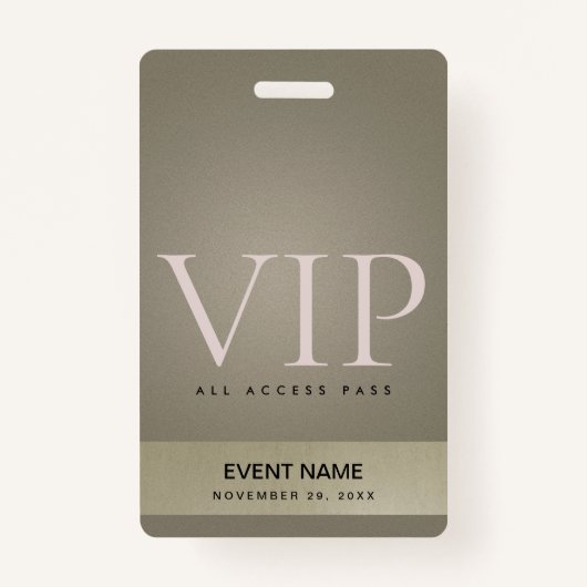 ELEGANT SILVER BLEEK GOLD VIP EVENT TOEGANGSPASSEN BADGE (Voorkant)