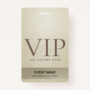 ELEGANT SILVER BLEEK GOLD VIP EVENT TOEGANGSPASSEN BADGE
