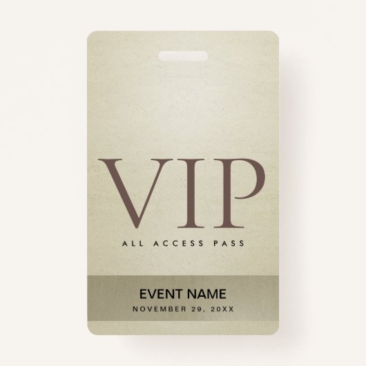ELEGANT SILVER BLEEK GOLD VIP EVENT TOEGANGSPASSEN BADGE (Voorkant)