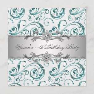 Elegant Silver Blue All Occasion Party Invitation Kaart