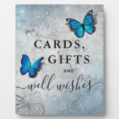 Elegant Silver Blue Butterfly-kaarten en cadeaubon Fotoplaat (Voorkant)