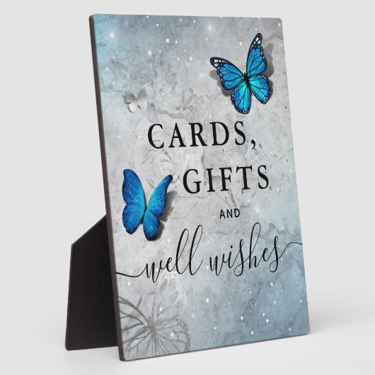 Elegant Silver Blue Butterfly-kaarten en cadeaubon Fotoplaat (Zijkant)
