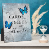 Elegant Silver Blue Butterfly-kaarten en cadeaubon Fotoplaat (Zijkant)