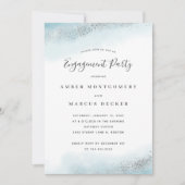 Elegant Silver Blue Fairytale Engagement Party Kaart (Voorkant)