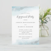 Elegant Silver Blue Fairytale Engagement Party Kaart (Staand voorkant)
