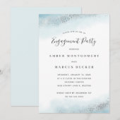 Elegant Silver Blue Fairytale Engagement Party Kaart (Voorkant / Achterkant)