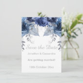 ELEGANT SILVER BLUE FLORAL BEWAREN DE DATUM (Staand voorkant)