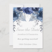 ELEGANT SILVER BLUE FLORAL BEWAREN DE DATUM (Voorkant)