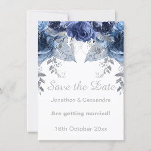 ELEGANT SILVER BLUE FLORAL BEWAREN DE DATUM