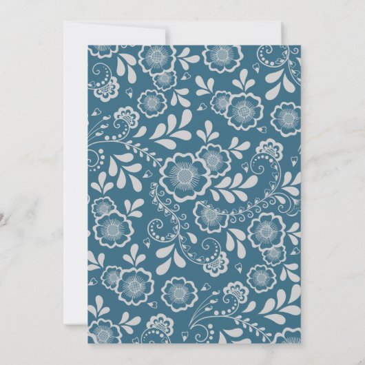 Elegant Silver Blue Floral Wedding Save the Date (Achterkant)