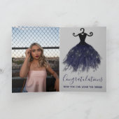 Elegant Silver Blue Glitter Dress Afstudeerder Fot Kaart (Binnen)