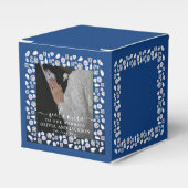 Elegant Silver Blue Heart Diamond Glitter Wedding Bedankdoosjes (Voorkant Zijde)