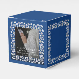 Elegant Silver Blue Heart Diamond Glitter Wedding Bedankdoosjes