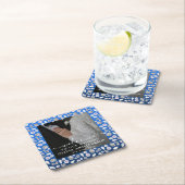 Elegant Silver Blue Heart Diamond Glitter Wedding Kartonnen Onderzetters (Insitu)