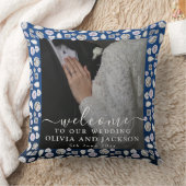 Elegant Silver Blue Heart Diamond Glitter Wedding Kussen (Deken)