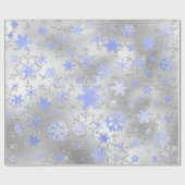 Elegant Silver Blue Kerstmis Snowflake Patroon Cadeaupapier (Vlak)