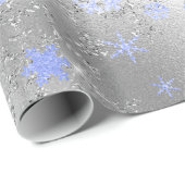 Elegant Silver Blue Kerstmis Snowflake Patroon Cadeaupapier (Rol Hoek)