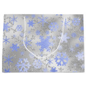 Elegant Silver Blue Kerstmis Snowflake Patroon Groot Cadeauzakje (Voorkant)
