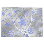 Elegant Silver Blue Kerstmis Snowflake Patroon Groot Cadeauzakje (Achterkant)