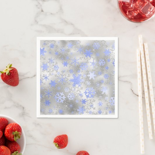 Elegant Silver Blue Kerstmis Snowflake Patroon Servet (Insitu)