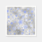 Elegant Silver Blue Kerstmis Snowflake Patroon Servet (Voorkant)