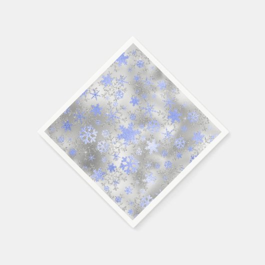 Elegant Silver Blue Kerstmis Snowflake Patroon Servet (Hoek)